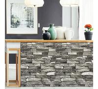 1 rouleau de papier peint autoadhésif texture brique vintage grise, épais et durable, facile à retirer, convient pour la chambre, le salon, le dortoir, la décoration de la maison, le plan de travail d