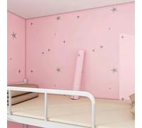 1 rouleau de papier peint autocollant rose à motif d'étoiles, sticker mural en vinyle autoadhésif, papier peint amovible et imperméable pour le salon, la chambre, la décoration de dortoir, 17,7 po x 3