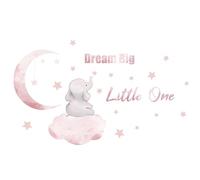 1 rouleau de papier peint Dream Big Little One éléphant avec étoiles et lune éléphant pour chambre à coucher, salle de jeux, salon, chambre de bébé, chambre d'enfant