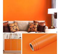 1 rouleau de papier peint vinyle autoadhésif de couleur unie orange mat, amovible, imperméable, convenant pour le salon, la chambre à coucher, la rénovation de la maison, le revêtement de film mince, 