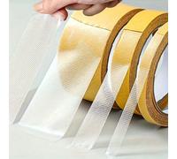 1 rouleau de ruban adhésif double face super collant et haute viscosité, sans résidu, avec un design de grille de support en tissu. Fixe fermement les tapis, le faux, les murs, les sols, les surfaces 