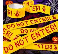 1 rouleau de ruban d'avertissement « Do Not Enter » avec empreintes de main sanglantes, décoration de fête maison hantée 4,8 cm x 25 m