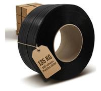 1 rouleau de ruban de cerclage PP, largeur 12 mm, épaisseur 0,55 mm, longueur 3000 m chacun, résistance à la déchirure 135 kg, noyau 200 mm, noir