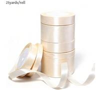 1 rouleau de ruban de satin blanc crème, tissu brillant de couleur unie, convient pour les invitations de mariage DIY, les bouquets de mariée, l'emballage cadeau, les décorations de fête, les travaux 
