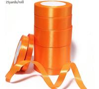 1 rouleau de ruban de satin orange, tissu brillant de couleur unie, convient pour les invitations de mariage DIY, la fabrication de nœuds décoratifs, l'emballage de cadeaux, la décoration de fête, les
