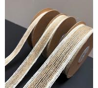 1 rouleau de ruban décoratif en corde de jute avec bordure blanche pour l'emballage de cadeaux, les mariages, les événements, les fêtes, la décoration de la maison, les noeuds, le DIY et l'artisanat 1