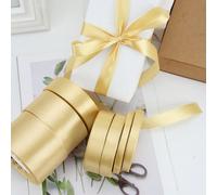 1 rouleau de ruban satin doré champagne, 25 yards de ruban de tissu d'artisanat pour l'emballage de cadeaux, les bouquets, la décoration de mariage, la décoration artisanale DIY, la Saint-Valentin, le