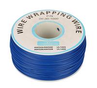 1 rouleau fil d'emballage, câble 30AWG diamètre de noyau 0,25 mm fil de cuivre unique, haute température pour les tests circuits imprimés électroniques, soudage (Bleue)