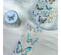 1 rouleau x 1 m Ruban adhésif décoratif en PET avec motif de papillon laser vintage pour le scrapbooking DIY Taille UniquePET