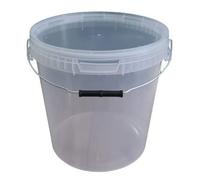1 seau de 25 litres avec couvercle transparent, seau à lait/stockage empilable, seau à miel, seau en plastique avec approbation alimentaire, récipients de sécurité alimentaire, seau vide pour farine