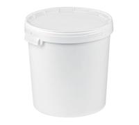 1 seaux de 30 litres avec couvercle blanc, seaux à lait/stockage empilables, seaux à miel, seaux en plastique avec agrément alimentaire, récipients alimentaire, récipient alimentaire pour farine