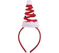 1 Serre-tête sapin de Noël sur ressort avec décoration grelots REF/22374 - ptit clown rouge, blanc et multicolore G