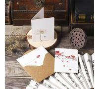 1 set/12 pièces, 1 set/6 pièces d'enveloppes et 6 pièces de cartes de vœux, cartes de bénédiction de style peinture à l'encre, cartes de vœux de style classique chinois, cartes manuscrites pour cadeau