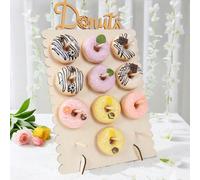 1 set 26*35cm Support de présentoir en bois pour beignets, convient pour 12 beignets, étagères d'affichage alimentaire, accessoires de décoration de desserts DIY, supports de décoration de gâteaux, dé