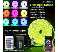 1 set Bande lumineuse LED RVB au néon, alimentée par USB, contrôle par application et télécommande, forme personnalisable, lumières d'ambiance pour la maison 1 m,2 m,3 m,5 mPolychlorures de vinyle