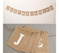 1 set Bannière de décoration de mariage vintage, drapeaux de fête, guirlande de mariage "Juste Marié", fournitures pour fête à la maison, Saint-Valentin Taille Unique,La longueur totale de la corde es