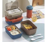 1 Set Boîte à lunch Bento à compartiments, Conteneur alimentaire étanche au micro-ondes, Ensemble de déjeuner portable pour le bureau, Fournitures de rentrée scolaire, Boîte à nourriture pour camping,