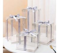1 set Boîte cadeau d'anniversaire blanche transparente, boîte d'emballage cadeau de fête, matériau PET épais 1 couche/2 couches/3 couches, boîte de rangement de cadeaux (avec 1 ruban aléatoire), convi