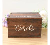 1 set Boîte de mariage en bois rustique avec fente pour s'inscrire, boîte de registre de mariage multifonctionnelle, porte-cartes d'invitation de mariage, convient pour la décoration de la fête de mar