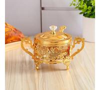 1 set Bol à sucre décoratif floral avec couvercle et cuillère, bocal à condiments en verre transparent avec couvercle et cuillère pour usage domestique, rangement de bonbons et de bijoux fleursFer
