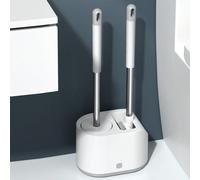 1 set Brosse de nettoyage de toilette murale en silicone, brosse de toilette à long manche moderniste pour la décoration de la salle de bain et de la maison MT1-Au sol,MT1-mural,MT2-Au sol,MT2-MuralPo