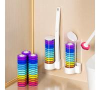 1 Set Brosse de Toilette avec Tête de Brosse de Remplacement Jetable, Système de Nettoyage de Toilette de Salle de Bain, Ensemble de Brosse à Long Manche Ergonomique pour un Nettoyage en Profondeur Sa