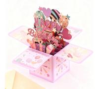 1 set Carte de vœux Joyeux anniversaire, boîte d'anniversaire 3D pop-up surprise avec carte et enveloppe, décoration de fête d'anniversaire, cadeaux d'anniversaire pour les parents et les amis, fourni