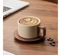 1 set de 250 ml/8,45 oz Tasses à café en céramique, tasses de style rétro faites à la main, couleur terracotta, poignée ronde/carrée, forme de cylindre droit, convient pour l'eau, l'usage domestique e