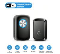 1 set de 3*AAA Sonnette sans fil, 60 mélodies 5 niveaux de volume, sonnette sans fil longue portée pour la maison, le salon, le jardin, la chambre, alimentée par USB 1 bouton et 2 récepteurs,1 bouton 