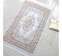 1 set de 3 tapis de prière en soie avec franges, tapis de voyage portable de 70*110 cm, artisanat exquis, léger et facile à transporter, design de franges de luxe pour les voyages Coton