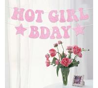 1 set de bannière d''anniversaire scintillante rose vif DIY - rose vif, décorations de fête d''anniversaire amusantes pour femmes, toile de fond photo, décorations d''anniversaire 21e et 30e, cadeau d
