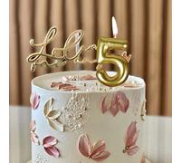 1 set de bougies d'anniversaire numérotées de 0 à 9 rondes en or et argent, décoration de gâteau d'anniversaire, cadeau, convient pour la remise des diplômes, le mariage 1,2,3,4,5,6,7,8,9,0Cire
