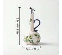 1 set de bouteille d'huile d'olive et bocal à condiments peints à la main avec citron et myrtille ; design floral jaune élégant de citron en céramique pour bouteilles de sauce soja, vinaigre et huile