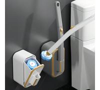 1 Set de brosse de toilette amélioré, têtes de brosse jetables remplaçables, brosse de toilette murale, ensemble de nettoyage de salle de bain, 3 couleurs de têtes de brosse remplaçables, élimine faci