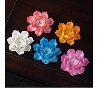 1 set de brûleur d'encens et support d'encens en céramique émaillée fait main en forme de fleur de lotus, avec plusieurs options de couleurs, base antidérapante, convient pour l'encens, la salle de th