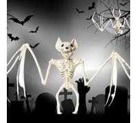 1 set de décorations d'Halloween. Squelette de chauve-souris réaliste, crâne de chauve-souris effrayant, accessoires pour créer une ambiance de maison hantée, articles de décoration murale à suspendre