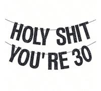1 set de décorations pour les 30e, 40e, 50e, 60e et 70e anniversaires pour femmes et hommes en or. Décorations DIY avec ficelle, paillettes. Bannière amusante pour l'anniversaire. Fournitures de fête 