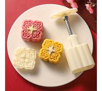 1 set de moules à gâteau de lune DIY, tampons à presser à la main de forme carrée pour biscuits, comprenant 1 moule et 1 tampon, moule à gâteau de haricot mungo, emporte-pièce, moule à pâtisserie pour