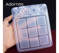 1 set de moules en silicone Tic Tac Toe pour le remplissage de résine époxy. Moules de jeu de plateau X O pour la coulée de résine, décoration de fête, artisanat et fournitures cadeaux ABS