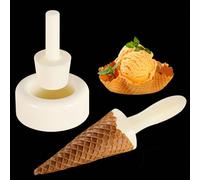 1 Set de Moules : Moules pour Gaufres Croustillantes Maison, Cônes à Glace, Coques à Glace en Forme de Panier à Fleurs, Roulés de Tarte aux Œufs et Coques Croustillantes 3 pièces (cornet de glace en f