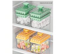 1 set de Nouveau bac à glaçons à pression unique avec pelle à glace, moule à glaçons rapides, fabricant de petits glaçons à libération facile, boîte de rangement de glace portable pour la maison, tail