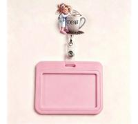 1 set de porte-badge à clip coulissant style plat 2D, porte-carte d'identité en acrylique pour infirmière avec enrouleur de badge, design PMMA