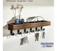 1 set de porte-clés mural avec plateau en bois et 6 crochets, porte-clés, porte-clés décoration maison porte-clés organisateur de courrier pour le couloir, la chambre, la buanderie, le bureau (Noël) d