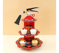1 set de présentoir à gâteau thème de bouche d'incendie, présentoir à cupcakes motif extincteur, plateau à gâteau multi-niveaux, présentoir à gâteau thème pompier, forme de bouche d'incendie, convient