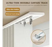1 set de rail de rideau ultra-fin invisible - rail de rideau de douche épissable réglable, rail de rideau suspendu au plafond à voie unique, coulissement silencieux, convient pour la maison et la sall