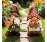 1 Set de Statues de Gnome de Jardin Mignon - Décoration Extérieure de Cour, Décoration de Gnome Citrouille - Cadeau de Gnome Père Noël Suédois Fait Main - Décoration de Gnome pour Fête de Thanksgiving