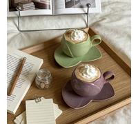 1 set de tasse à café et soucoupe en céramique en forme de pétale, résistant à la chaleur et facile à nettoyer, convenant au café américain, à l'espresso, au cappuccino et au lait. Applicable pour le