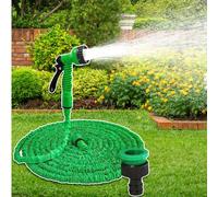 1 set de tuyau de jardin vert flexible et extensible avec buse de pulvérisation haute pression réglable 7-en-1, convient pour l'arrosage des plantes, l'irrigation de la pelouse, l'entretien des patios