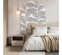 1 Set Décalcomanie murale arche feuille tropicale noir et blanc, autocollant épais & imperméable, 46x79/46x37/24x47 po, pour tête de lit de chambre L,M,SPolychlorures de vinyle