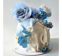 1 Set Décorations de Gâteau à Fleurs Bleues, Fleurs Artificielles de Rose et d'Hortensia de Style Bohème, Fête d'Anniversaire pour Femmes, Mariage, Baptême, Rassemblement, Décorations de Gâteau à Thèm